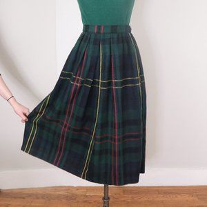 1980's Diane Von Furstenberg Skirt/ Vintage Mid-Calf Plaid Skirt/ 25" Waist